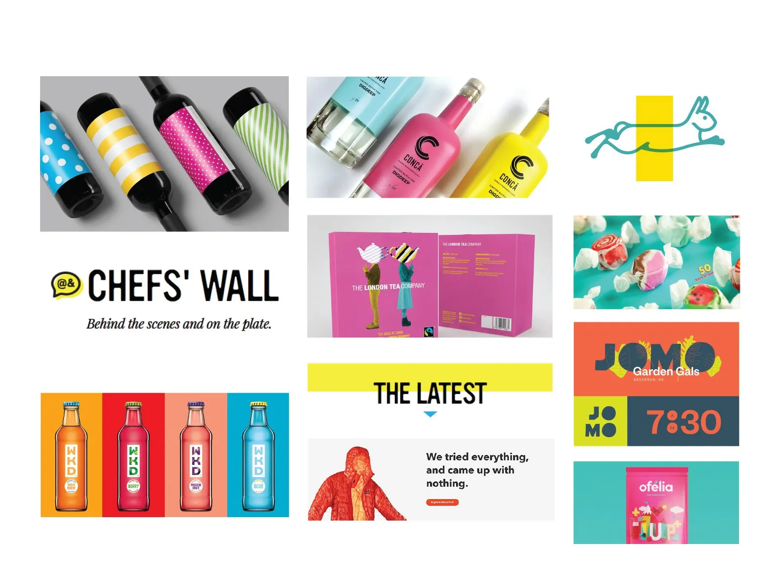 The Engaging Excitement mood board: bright, poppy packaging and type